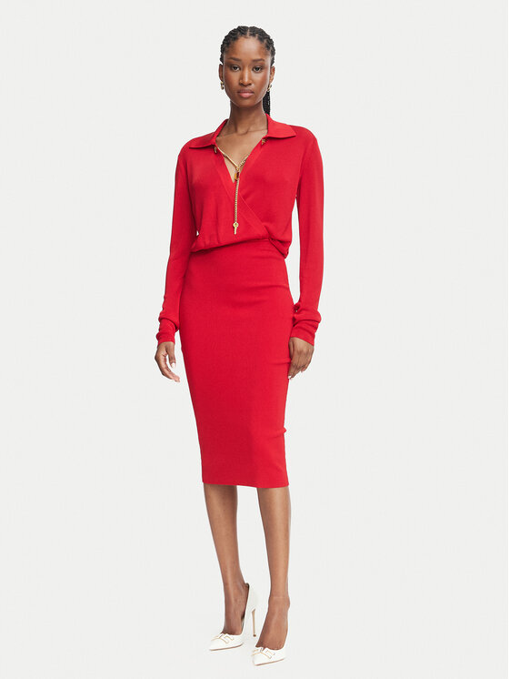 Elisabetta Franchi Sukienka koktajlowa AM-19S-66E2-V500 Czerwony Slim Fit