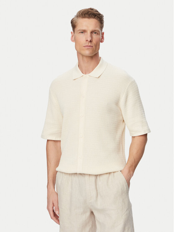 Jack & Jones Koszula Montauk 12293584 Kremowy Relaxed Fit