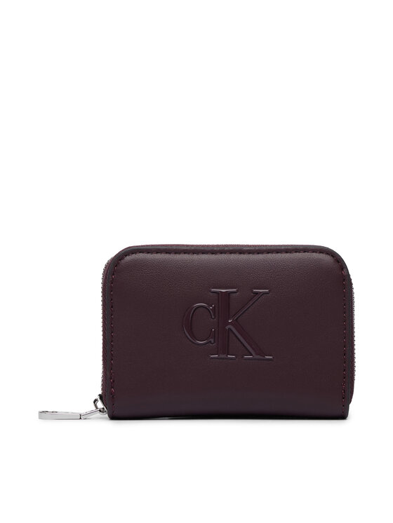 Calvin Klein Portfel Bold Ck Medium Zip Around LV04F1154G Bordowy
