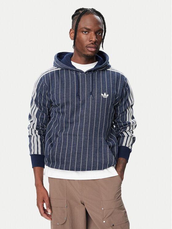 adidas Bluza Pinstripes Hoodie KR9704 Granatowy Regular Fit