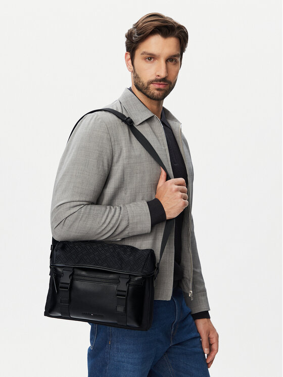 Tommy Hilfiger Saszetka Th Nylon Jacquard Satchel AM0AM14404 Czarny