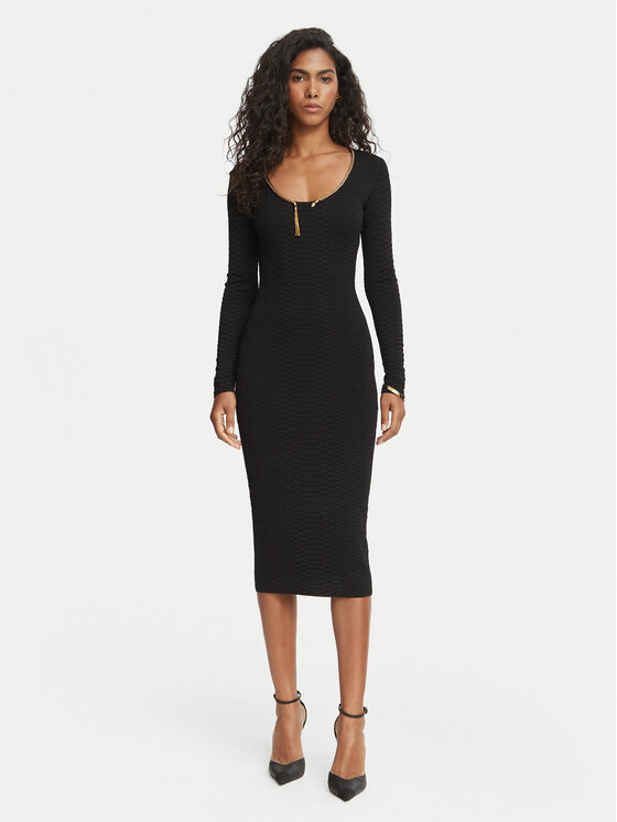 Elisabetta Franchi Sukienka dzianinowa AM-30S-67E2-V500 Czarny Fitted Fit
