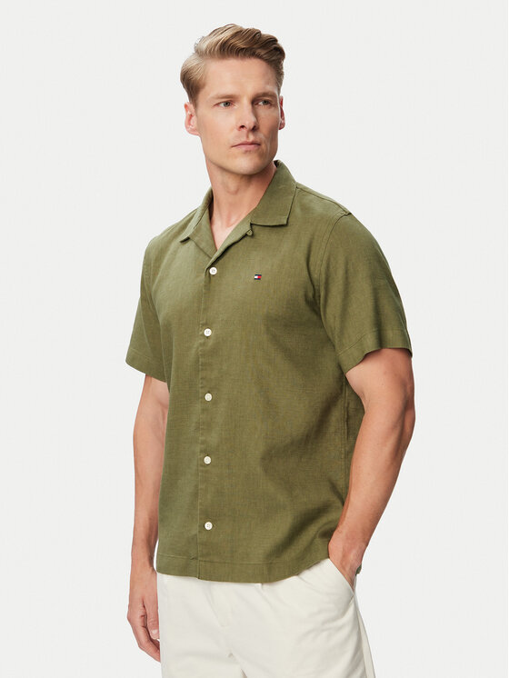 Tommy Hilfiger Koszula MW0MW43090 Zielony ciemny Regular Fit