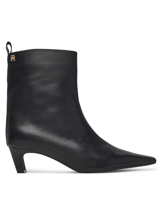 Tommy Hilfiger Botki Kitten Heel Leather Ankle Boot FW0FW09669 Czarny