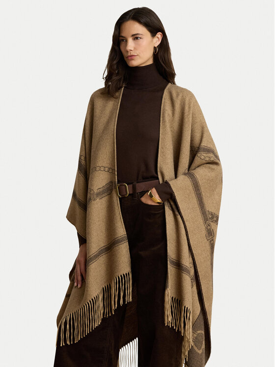 LAUREN RALPH LAUREN Ponczo 454P23618004 Brązowy jasny