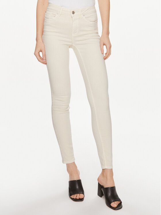 Vero Moda Jeansy Flash 10307571 Écru Skinny Fit