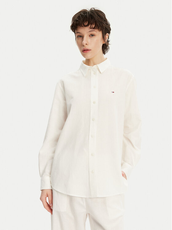 Tommy Jeans Koszula DW0DW20292 Écru Relaxed Fit