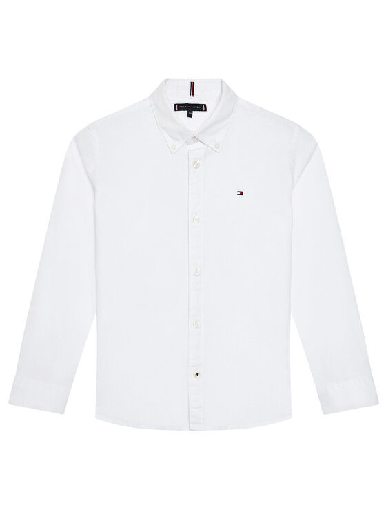 Tommy Hilfiger Koszula Solid Poplin KB0KB06965 D Biały Slim Fit
