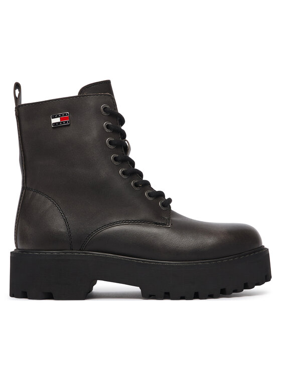 Tommy Jeans Trapery Tjw Platform Brushed Lth Boots EN0EN03141 Czarny