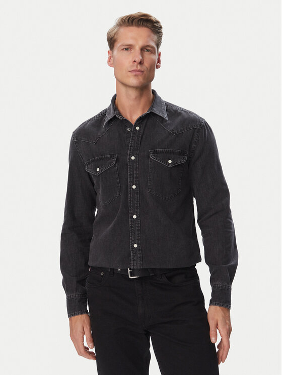 Tommy Hilfiger Koszula jeansowa Western MW0MW44982 Szary ciemny Regular Fit