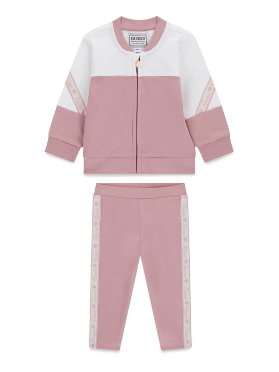 Guess Komplet bluza i legginsy A6YG06 K3909 Różowy Regular Fit