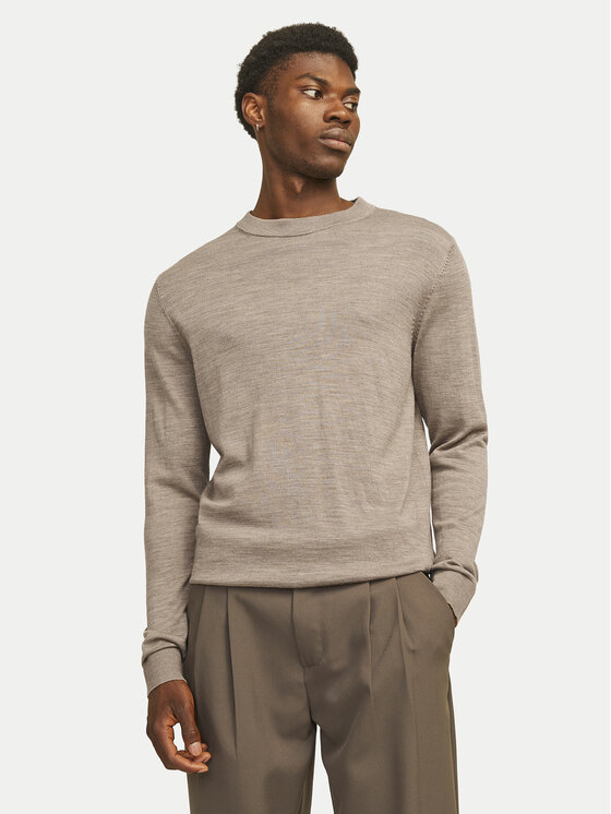 Jack & Jones Sweter Merino 12216817 Szary Regular Fit