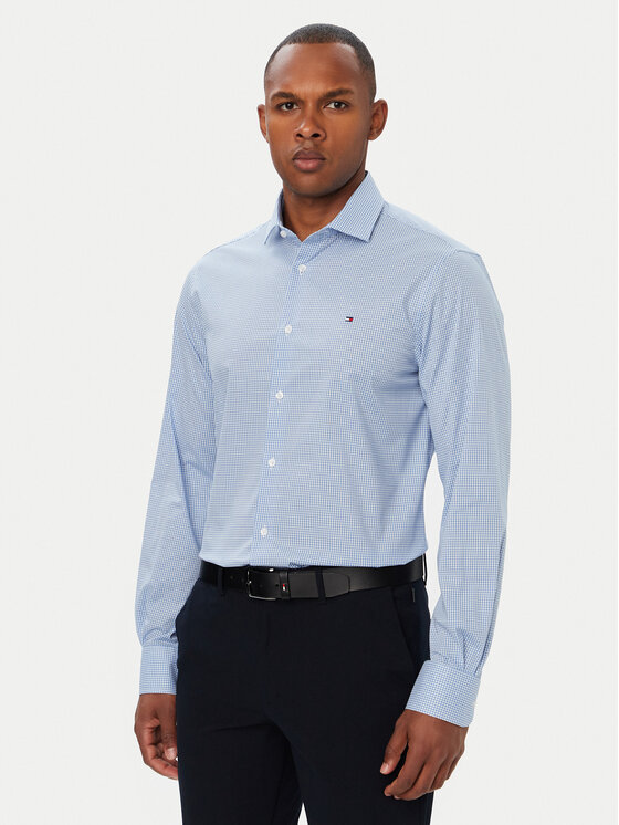 Tommy Hilfiger Koszula Gingham MW0MW42931 Niebieski jasny Regular Fit