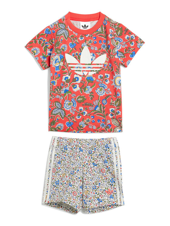 adidas Komplet t-shirt i spodenki Liberty London JY3016 Czerwony Regular Fit