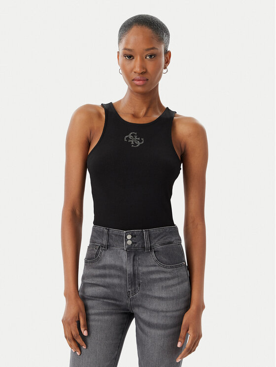 Guess Top W6RP39 KD092 Czarny Regular Fit