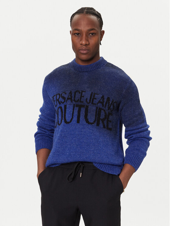 Versace Jeans Couture Sweter VERSACE JEANS-79GAFM05 Niebieski Regular Fit