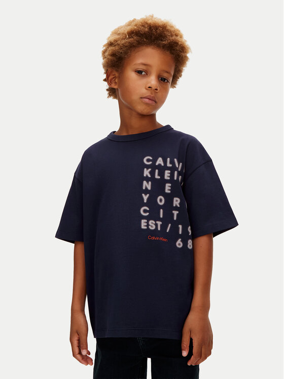 Calvin Klein Jeans T-Shirt LVCKSJA02B Granatowy Relaxed Fit