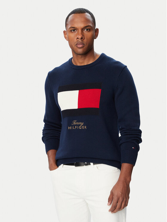 Tommy Hilfiger Sweter MW0MW44816 Granatowy Regular Fit