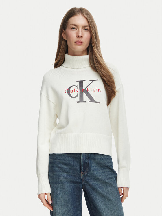 Calvin Klein Jeans Golf LV047H329G Kremowy Regular Fit