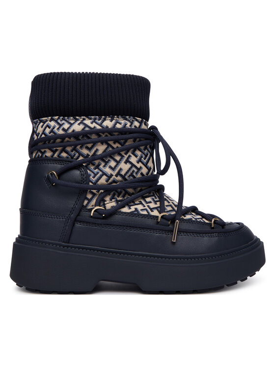 Tommy Hilfiger Śniegowce Monogram Water Resist Snow Boot FW0FW09491 Granatowy