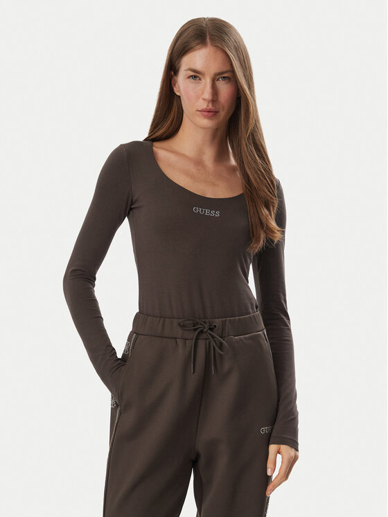 Guess Body V6BP12 K6916 Brązowy ciemny Slim Fit