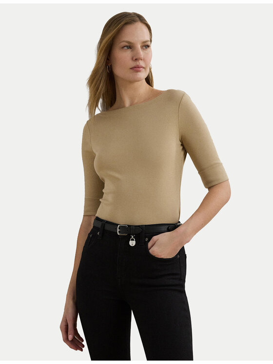 Lauren Ralph Lauren Bluzka 200654963177 Beżowy Slim Fit