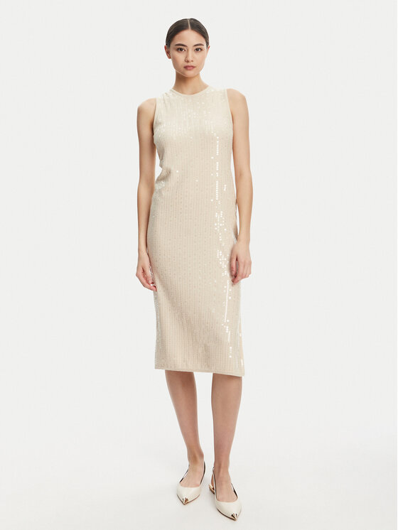 Marella Sukienka koktajlowa Addetto 2523326024 Écru Regular Fit