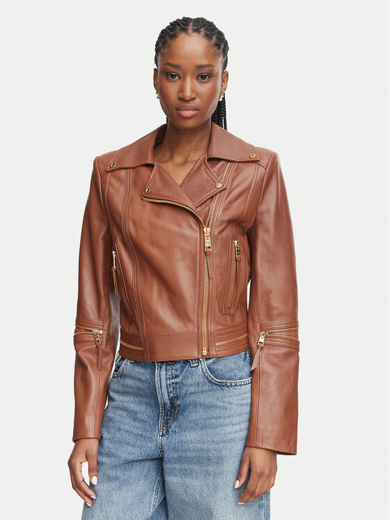 Elisabetta Franchi Kurtka skórzana GD-01Z-66E2-V1490 Brązowy Regular Fit