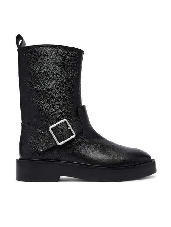 Calvin Klein Botki Conc Welt Mid Biker Boot Lth HW0HW03212 Czarny