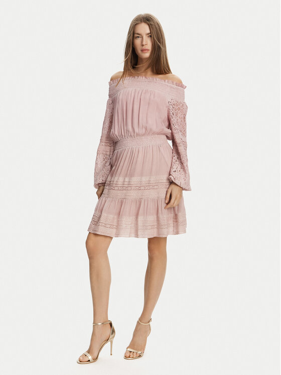 Guess Sukienka koktajlowa W5GK24 WE550 Różowy Regular Fit
