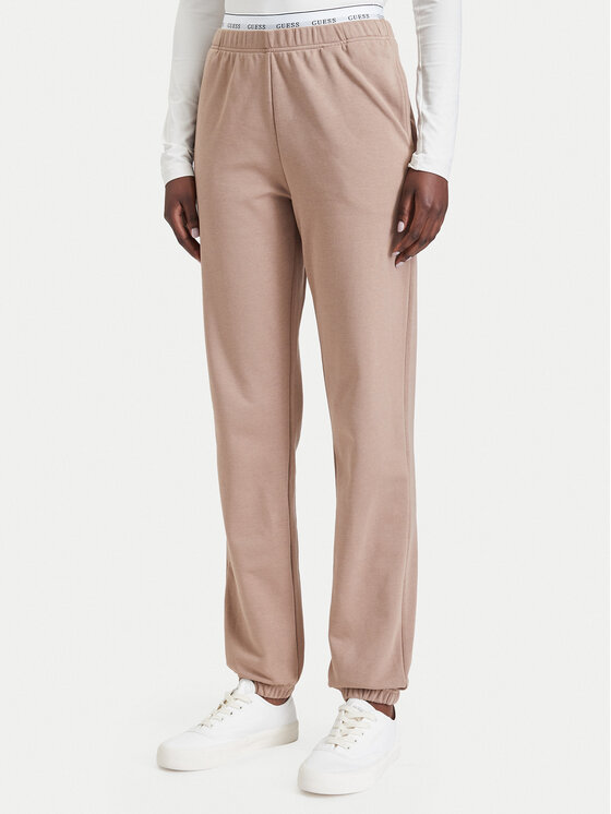 Guess Spodnie dresowe O5RB01 KCO31 Brązowy Regular Fit