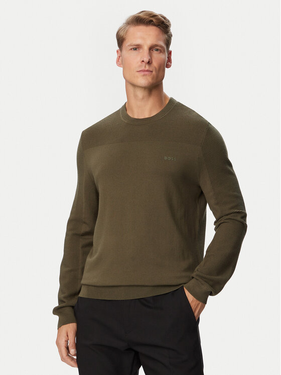 BOSS Sweter Momentum-X Cn 50547507 Khaki Regular Fit