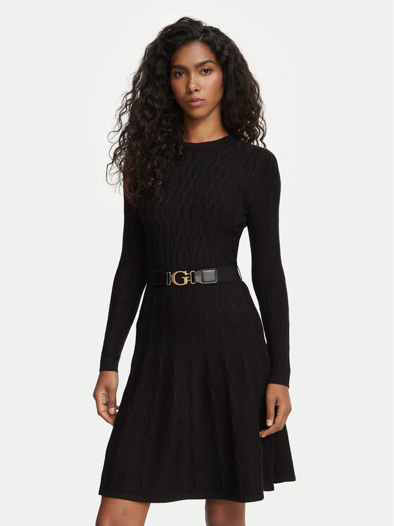 Guess Sukienka dzianinowa W6BK64 Z1569 Czarny Regular Fit