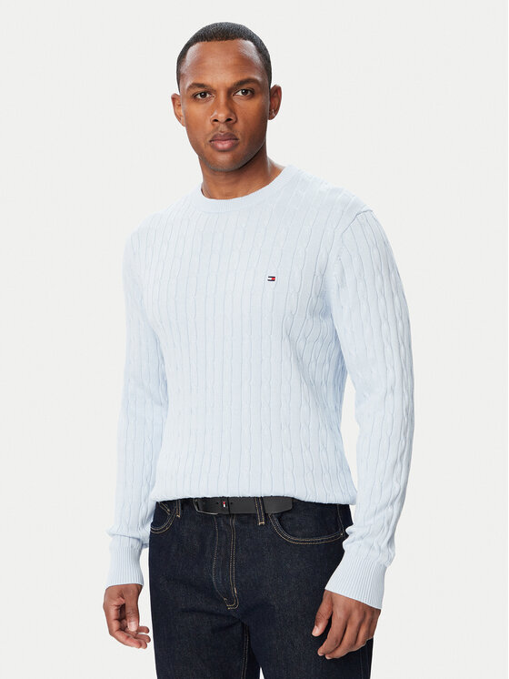 Tommy Hilfiger Sweter Classic MW0MW33132 Niebieski jasny Regular Fit