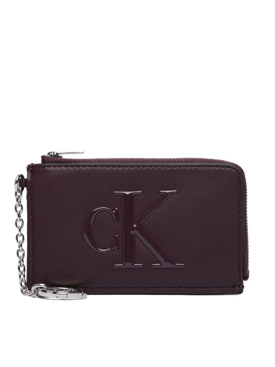 Calvin Klein Etui na klucze Bold Ck L Zip Cardcase LV04F1280G Bordowy
