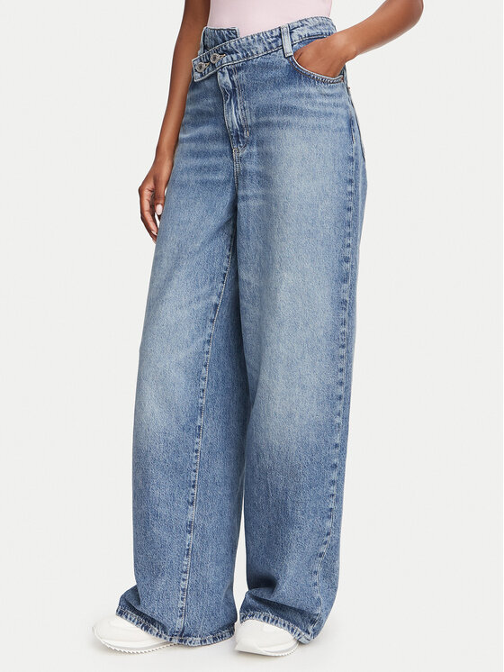 Guess Jeansy W6YAJP D1358 Niebieski Wide Leg