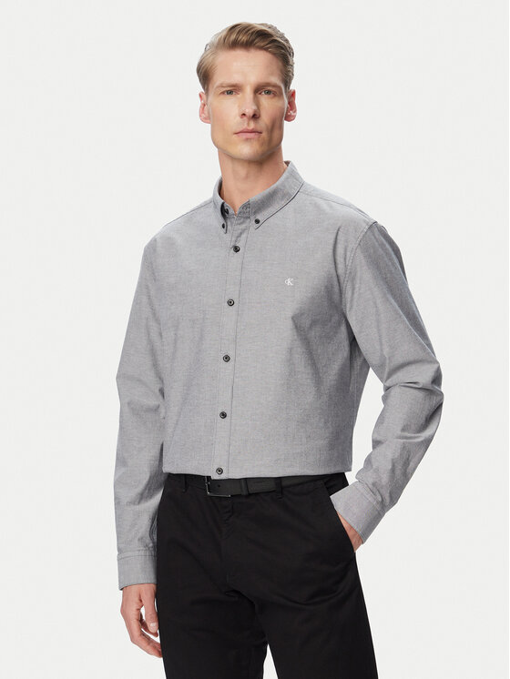 Calvin Klein Jeans Koszula Oxford Classic LV140EM125 Szary Regular Fit