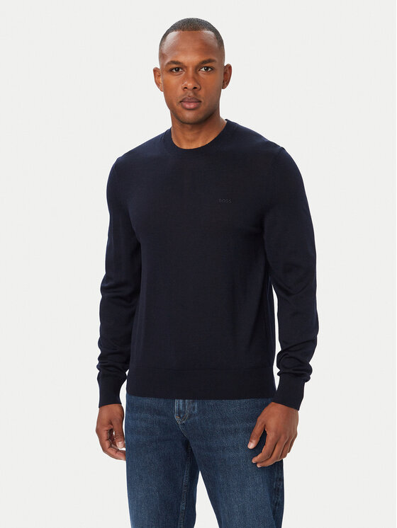 BOSS Sweter Leno 50571914 Granatowy Regular Fit