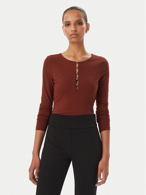 Guess Body W6BP21 K6256 Bordowy Slim Fit