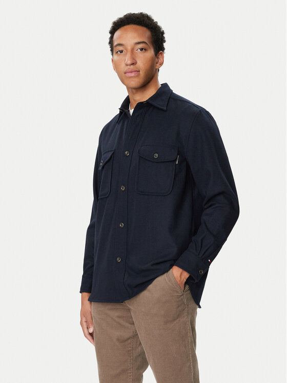Tommy Hilfiger Kurtka koszulowa Classic MW0MW44603 Granatowy Regular Fit
