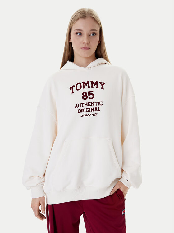 Tommy Jeans Bluza DW0DW22603 Écru Relaxed Fit