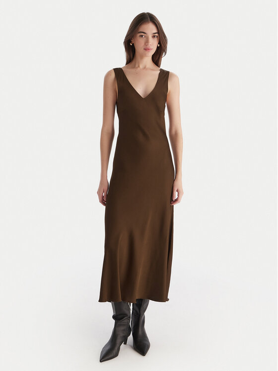 ViCOLO Sukienka koktajlowa TF0247 Brązowy Regular Fit
