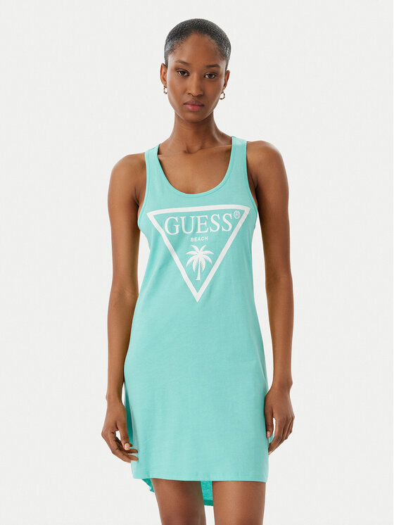 Guess Sukienka plażowa E3GP03 JA914 Zielony Regular Fit
