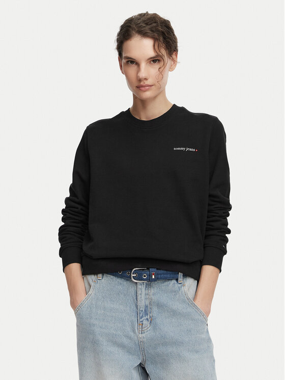 Tommy Jeans Bluza Ess Logo DW0DW22829 Czarny Regular Fit