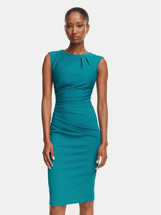 Rinascimento Sukienka koktajlowa CFC0130273003 Turkusowy Slim Fit