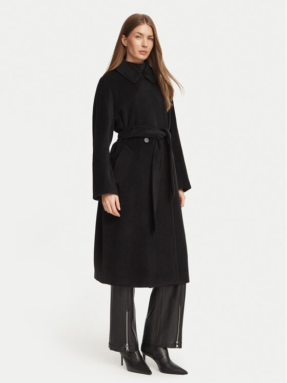 Marella Płaszcz wełniany 2623016082200 Czarny Regular Fit