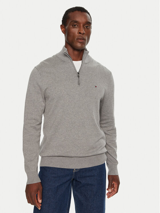 Tommy Hilfiger Sweter Essential MW0MW37331 Szary Regular Fit