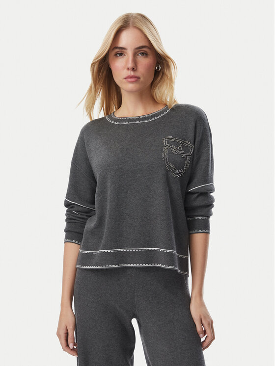 Liu Jo Sport Sweter TF6180 MS59L Szary ciemny Regular Fit