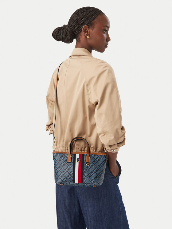 Tommy Hilfiger Torebka Th Monoplay Mini Tote Corp AW0AW19177 Granatowy