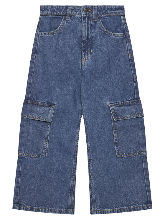 United Colors Of Benetton Jeansy 4DW2CE035 Niebieski Wide Leg